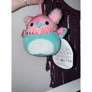 NWT Squishmallows Gala Christmas 2023 Ornament 4" Aqua Pink Plush Griffin Kelly